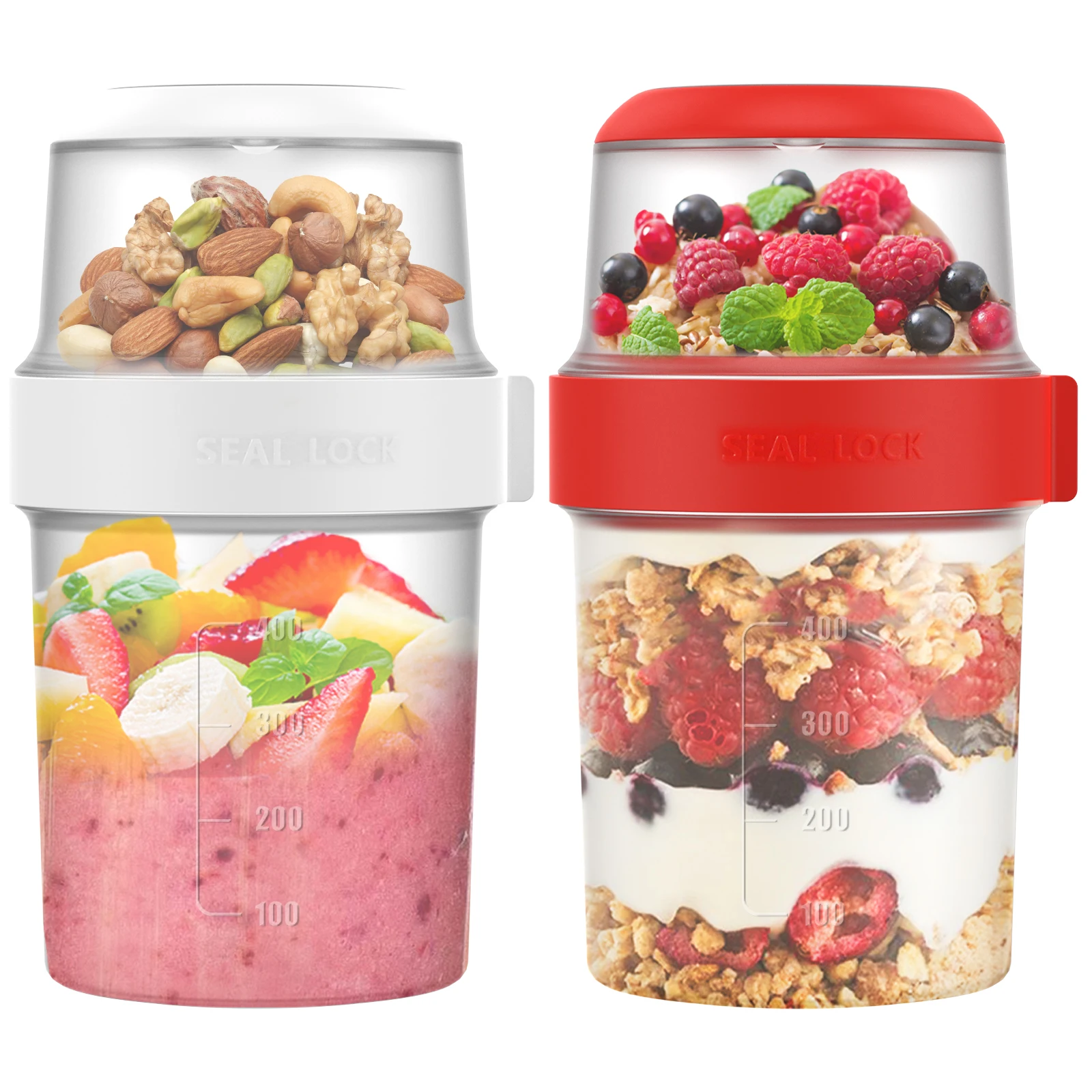 Overnight Oat Jar - 2 szt. Kubeczki śniadaniowe wielokrotnego użytku,