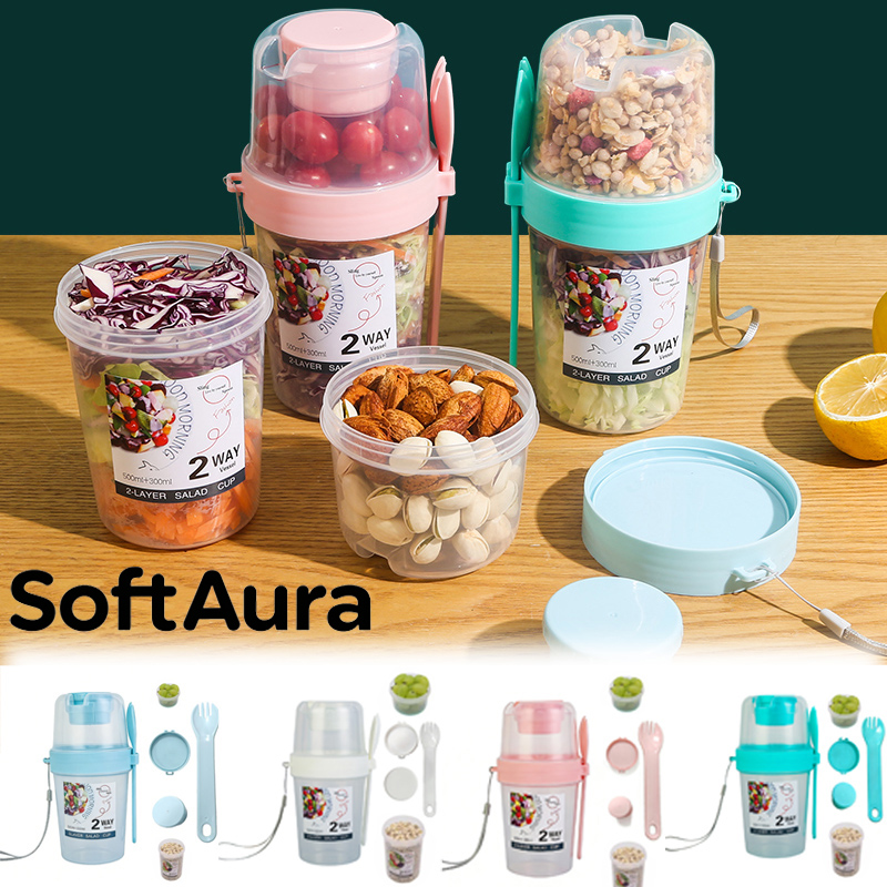 Overnight Oat Jar - SoftAura Śniadaniowe Kubeczki na Wynos, Pojemniki